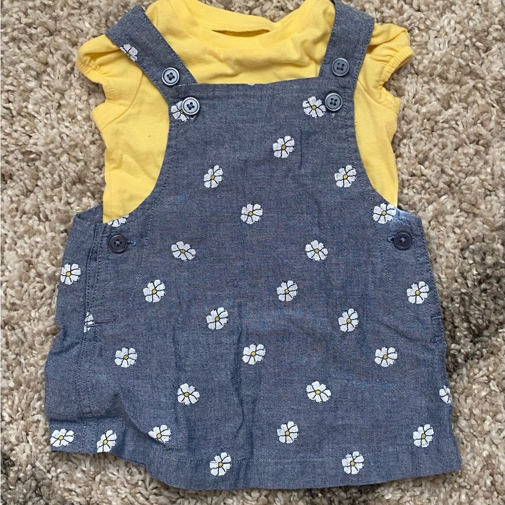 Overalls dress with Yellow Top